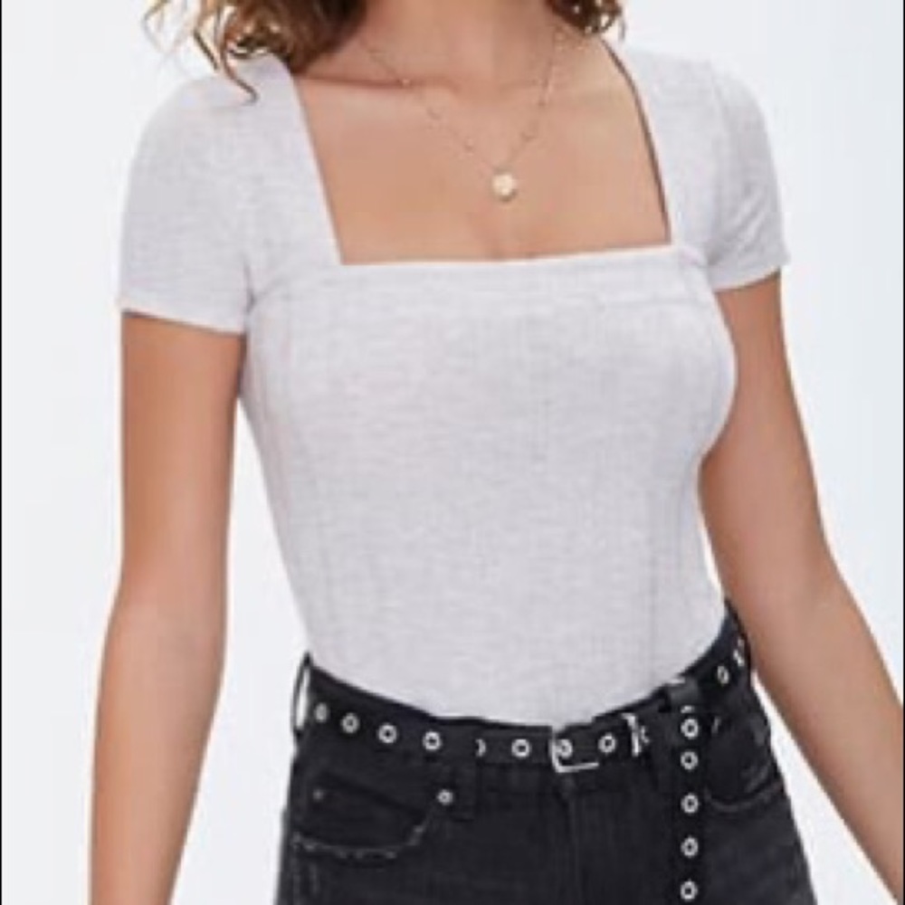 NWT Forever 21 Wide Ribbed Square Neck Bodysuit